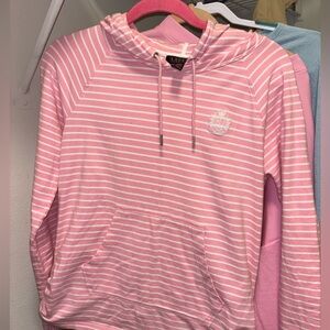 PINK RALPH LAUREN Striped Knit Hoodie, Pink / White
